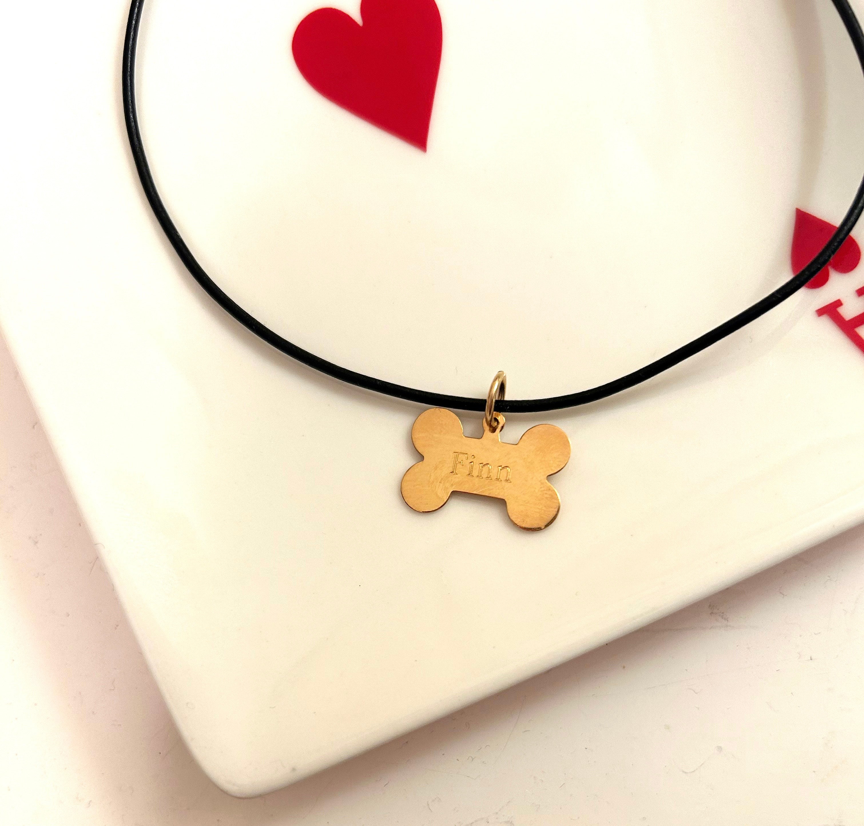Metal Dog Bone Pendant on Roxanne Choker