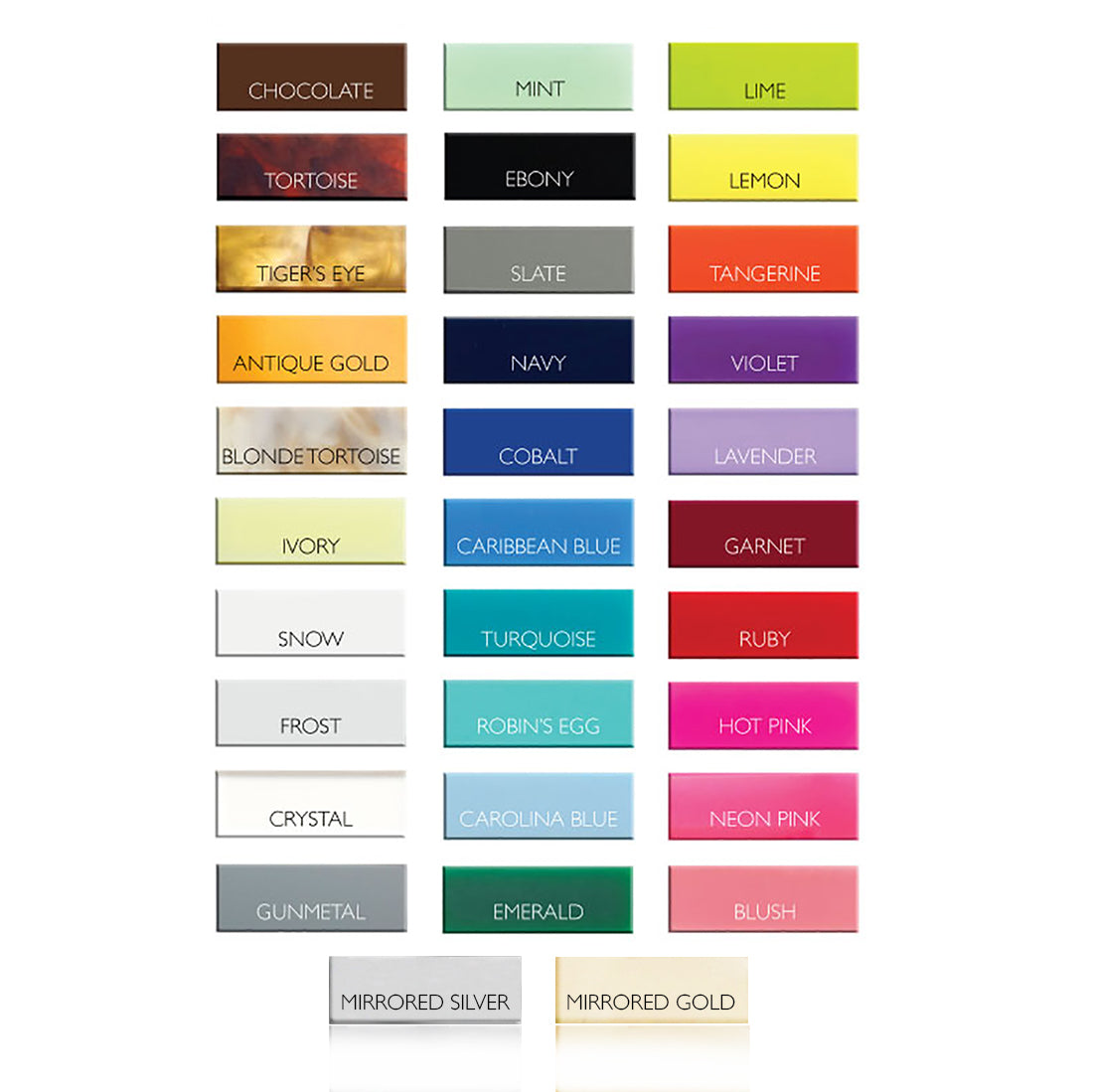 Moon and Lola - Acrylic Color Chart