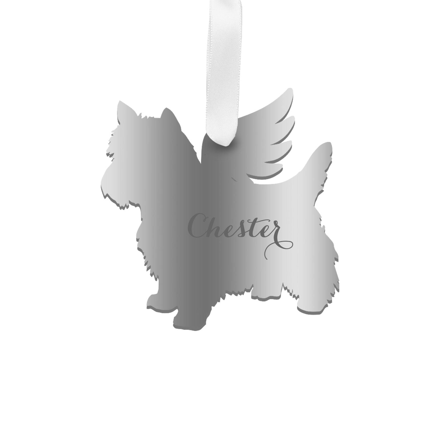 Moon and Lola - Personalized Angel West Highland White Terrier Ornament in silver