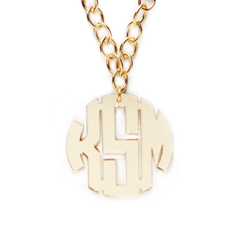 I found this at #moonandlola! - Acrylic Block Monogram on Greenwich Chain Mirrored Gold