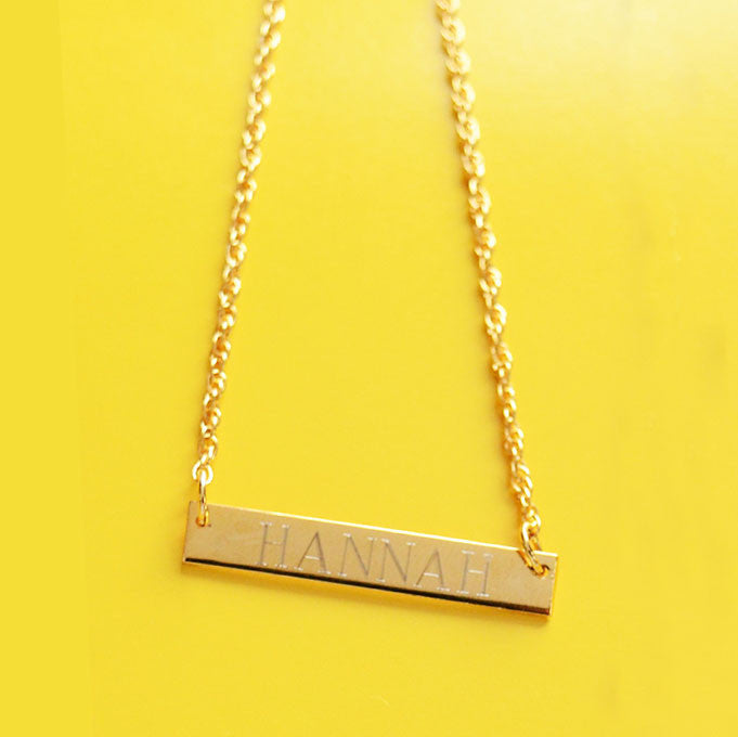 Moon and Lola - Brighton Block Brass Bar Necklace