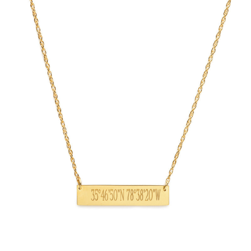 Engraved Coordinates Bar Necklace
