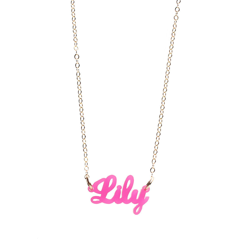I found this at #moonandlola! - Acrylic Lauren Nameplate Necklace Hot Pink