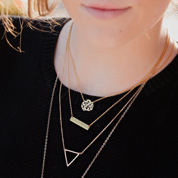 Engraved Bar Necklace Moon and Lola