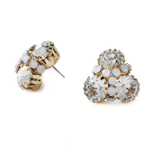 I found this at #moonandlola! - Londrina color 3 stone stud with round rhinestone detail crystal clear and frosted opal