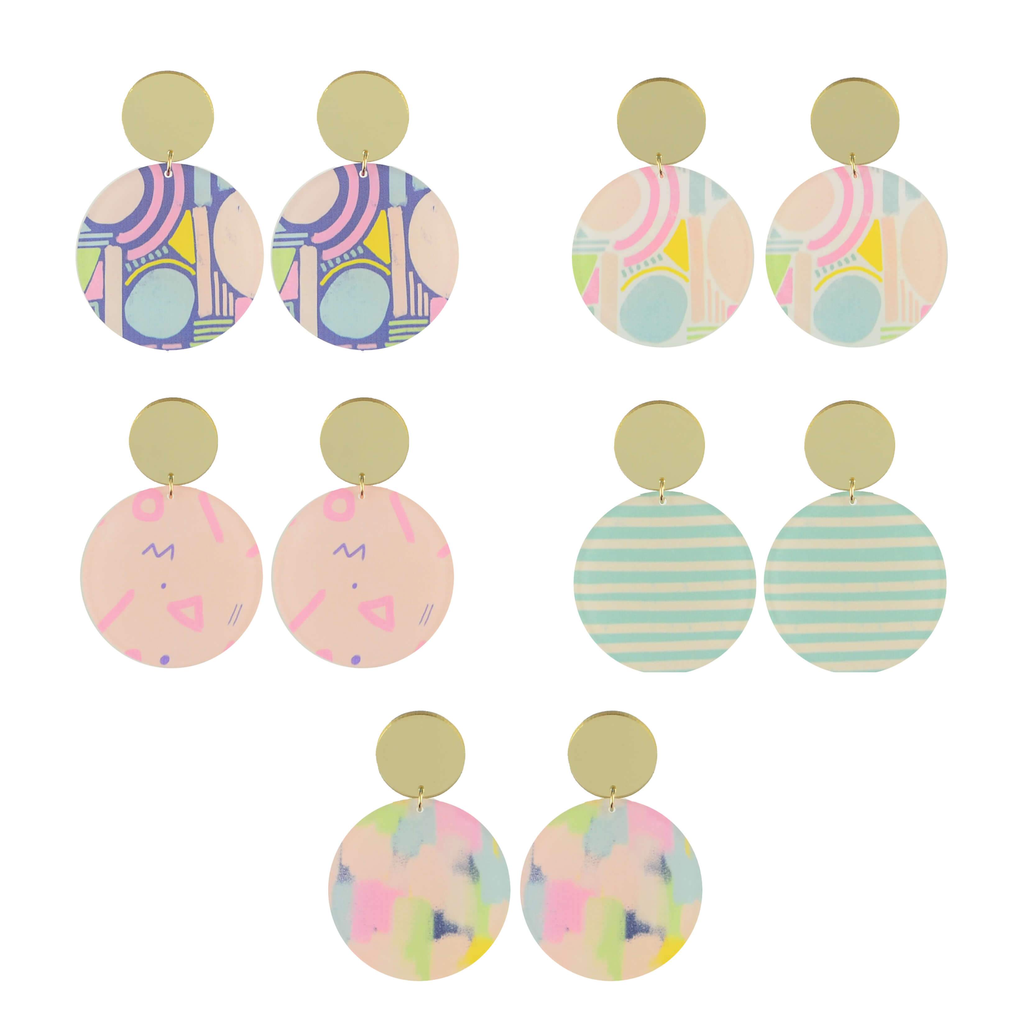 Moon and Lola xx Thimblepress - Patterned Disc Drop Earrings