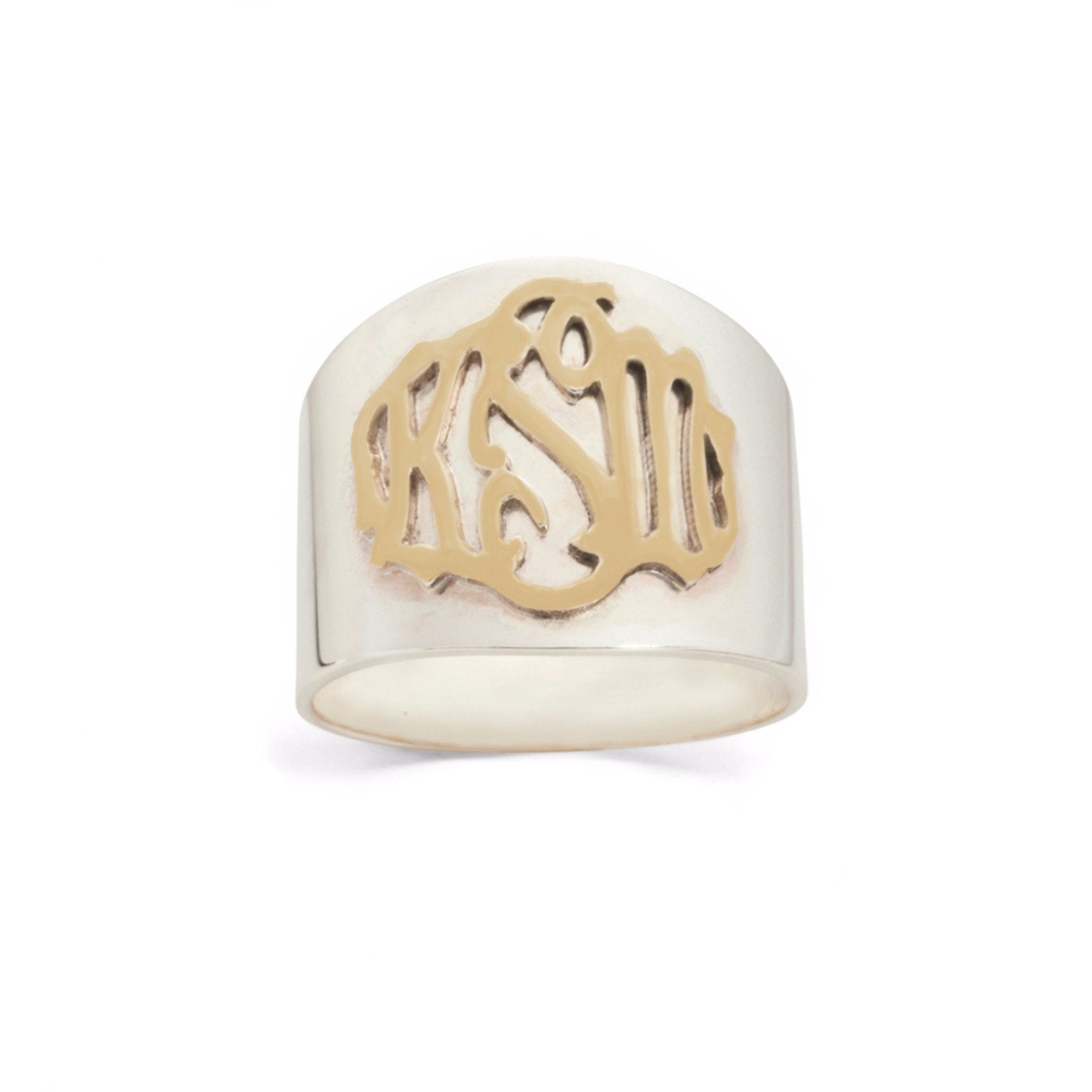 Palais Cheshire Handcut Monogram Ring - Moon and Lola