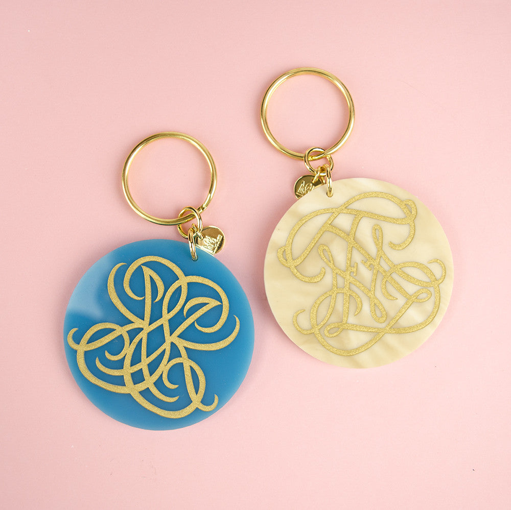 Moon and Lola xx Emily McCarthy Key Chain in Woven Font