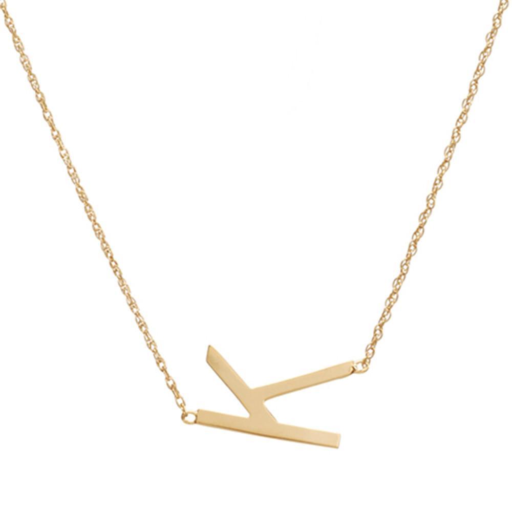 Metal Sideways Letter Necklace