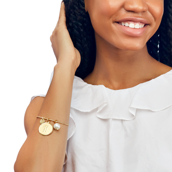 Moon and Lola - Ashley Bangle with Cotton Pearl Charm