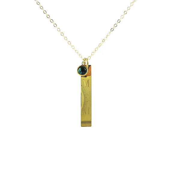 Moon and Lola - Birthstone Necklace with Monogrammed Noah Charm