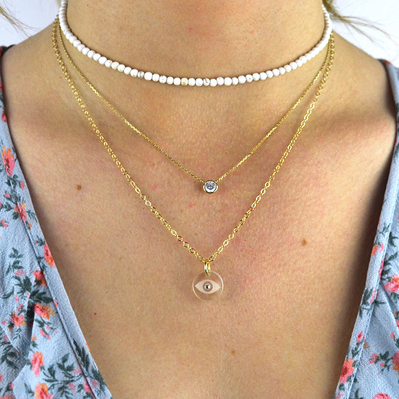 Evil Eye Swarovski Necklace - Moon and Lola