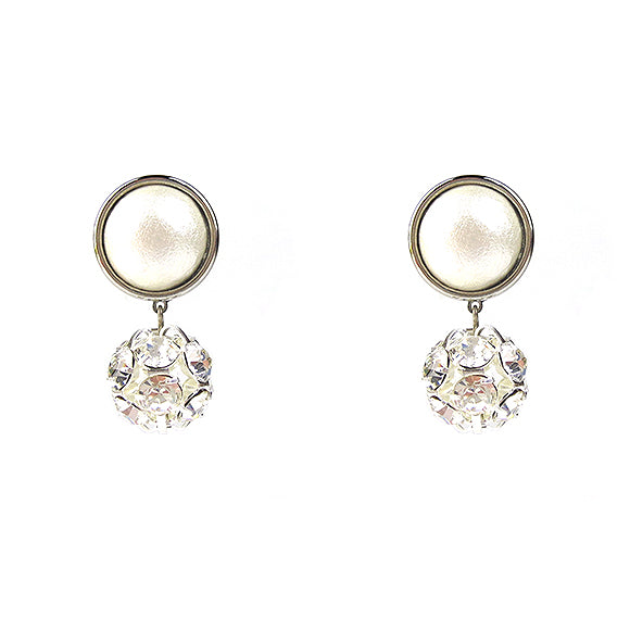 Moon and Lola - Luna Rhinestone Single Drop Earrings in silver
