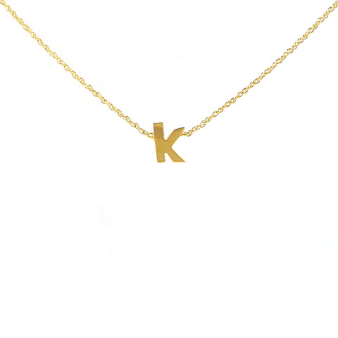 Metal Single Letter Diamond Necklace