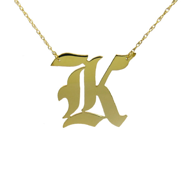 Moon and Lola - Metal Old English Single Letter Necklace