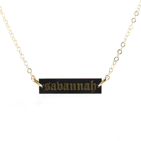 Old English Metal Nameplate Necklace
