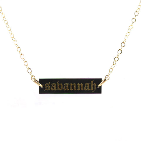 Olivia Nameplate Necklace on Brooklyn Chain