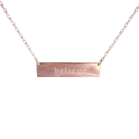 Moon and Lola - Old English Metal Engraved Bar Necklace