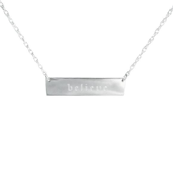 Moon and Lola - Old English Metal Engraved Bar Necklace