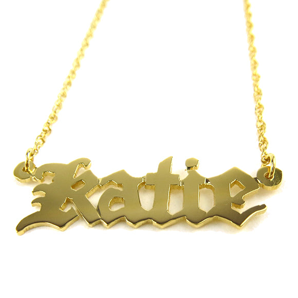 Moon and Lola - Old English Metal Nameplate Necklace