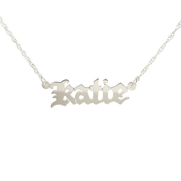 Moon and Lola - Old English Metal Nameplate Necklace