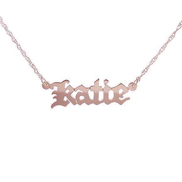 Moon and Lola - Old English Metal Nameplate Necklace