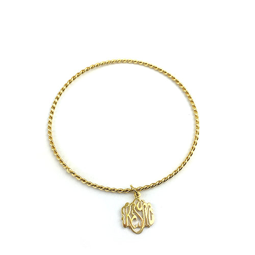 Moon and Lola - Cheshire Hand-cut Monogram on a Delicate Twisted Bangle