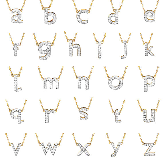 Moon and Lola - Metal Single Letter Diamond Necklace