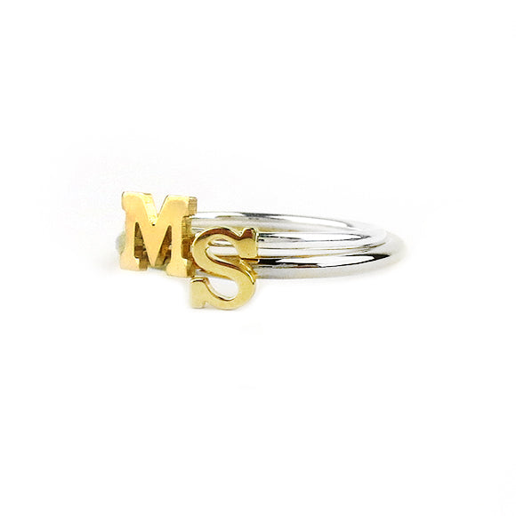 Moon and Lola - Victoria Ring Double Stack with Single Letters