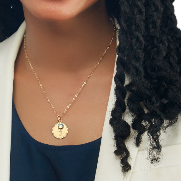 Moon and Lola - Birthstone Charm and Dalton Charm on Apex Chain