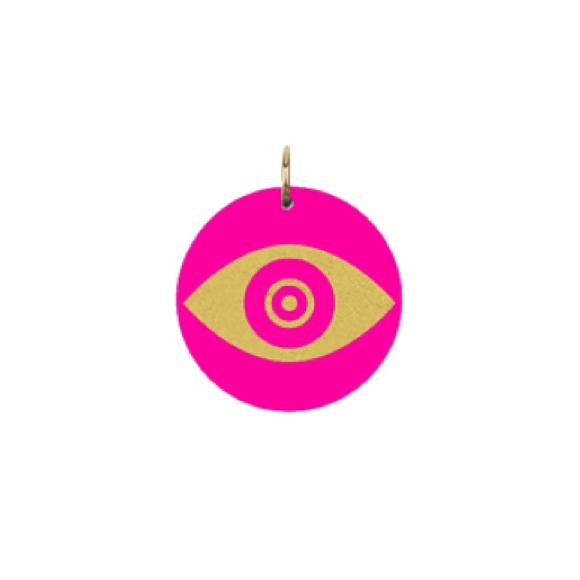 Moon and Lola - Acrylic Eden Charm evil eye charm on hot pink acrylic