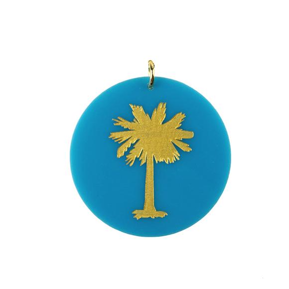Moon and Lola - Acrylic Eden Charm palm tree charm on turquoise acrylic