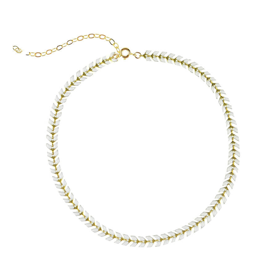 Moon and Lola Kwai River Choker - Enamel Leaves in Turquoise, White or Ebony