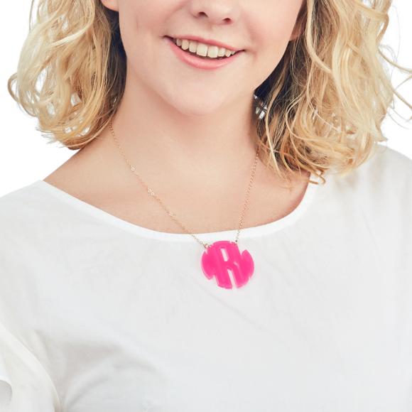 Moon and Lola - Nice Monogram Necklace in hot pink