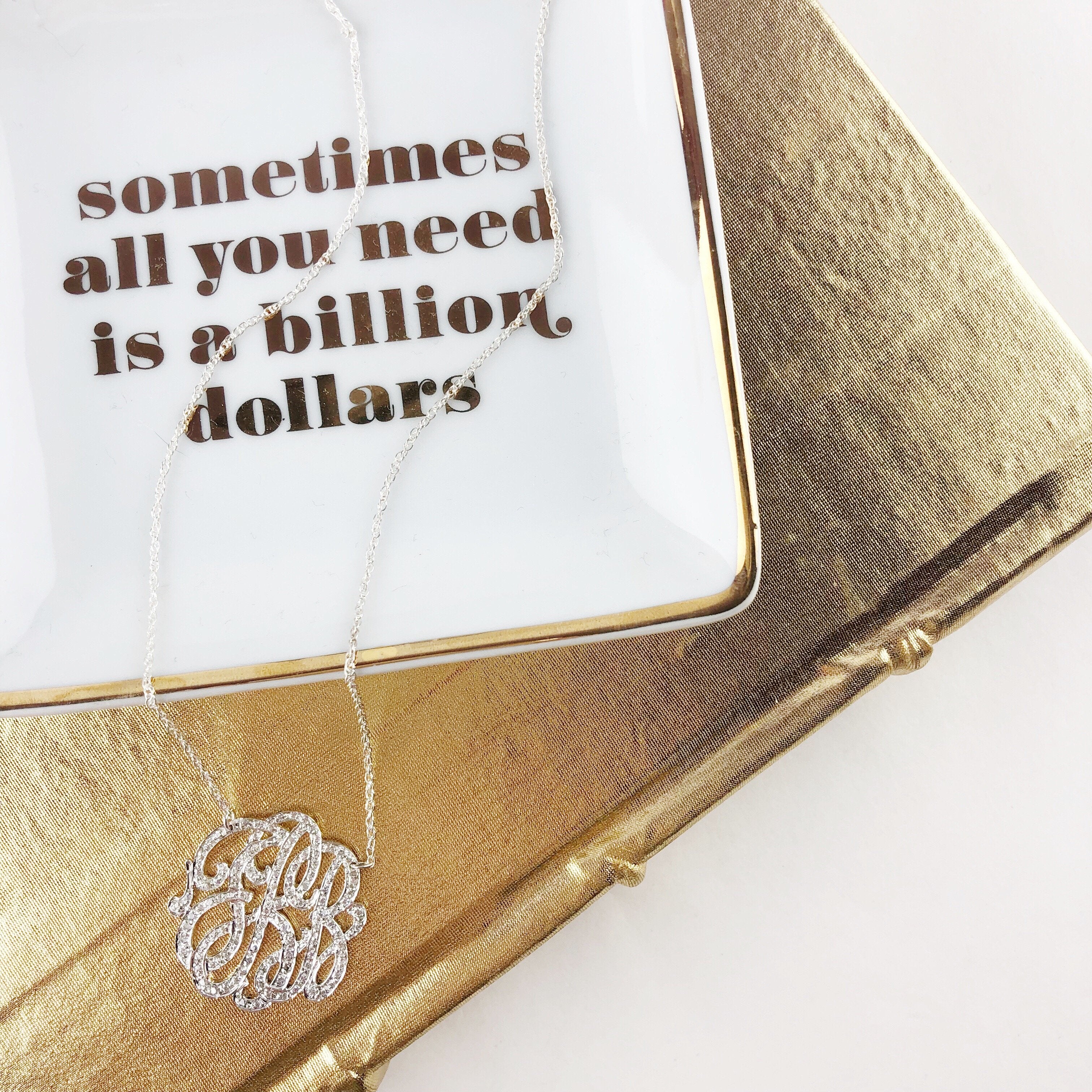 I found this at #moonandlola - Omiya Diamond Monogram Necklace