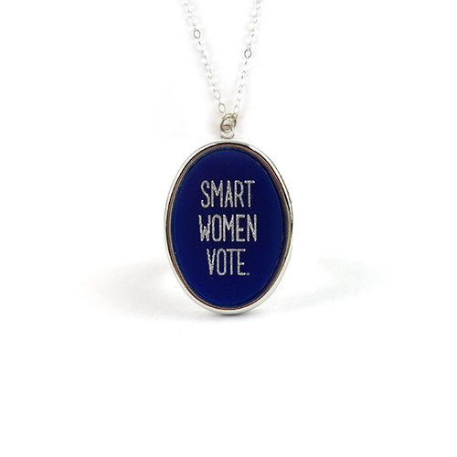 Moon and Lola - Equality For All Oval Necklace with Smart Women Vote saying