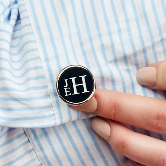 Moon and Lola - Vineyard Cuff Links Round Stacked Monogram