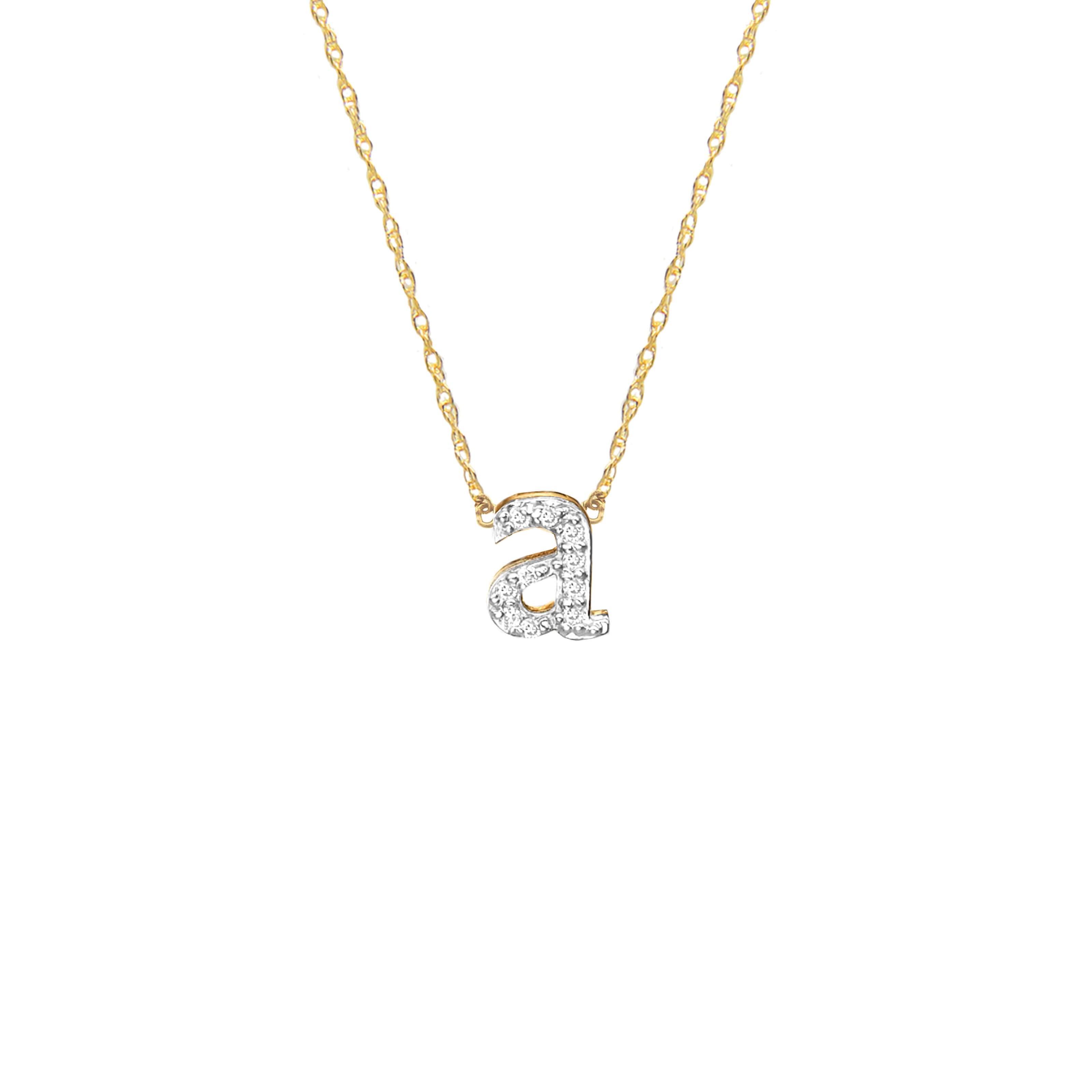 Metal Single Letter Diamond Necklace
