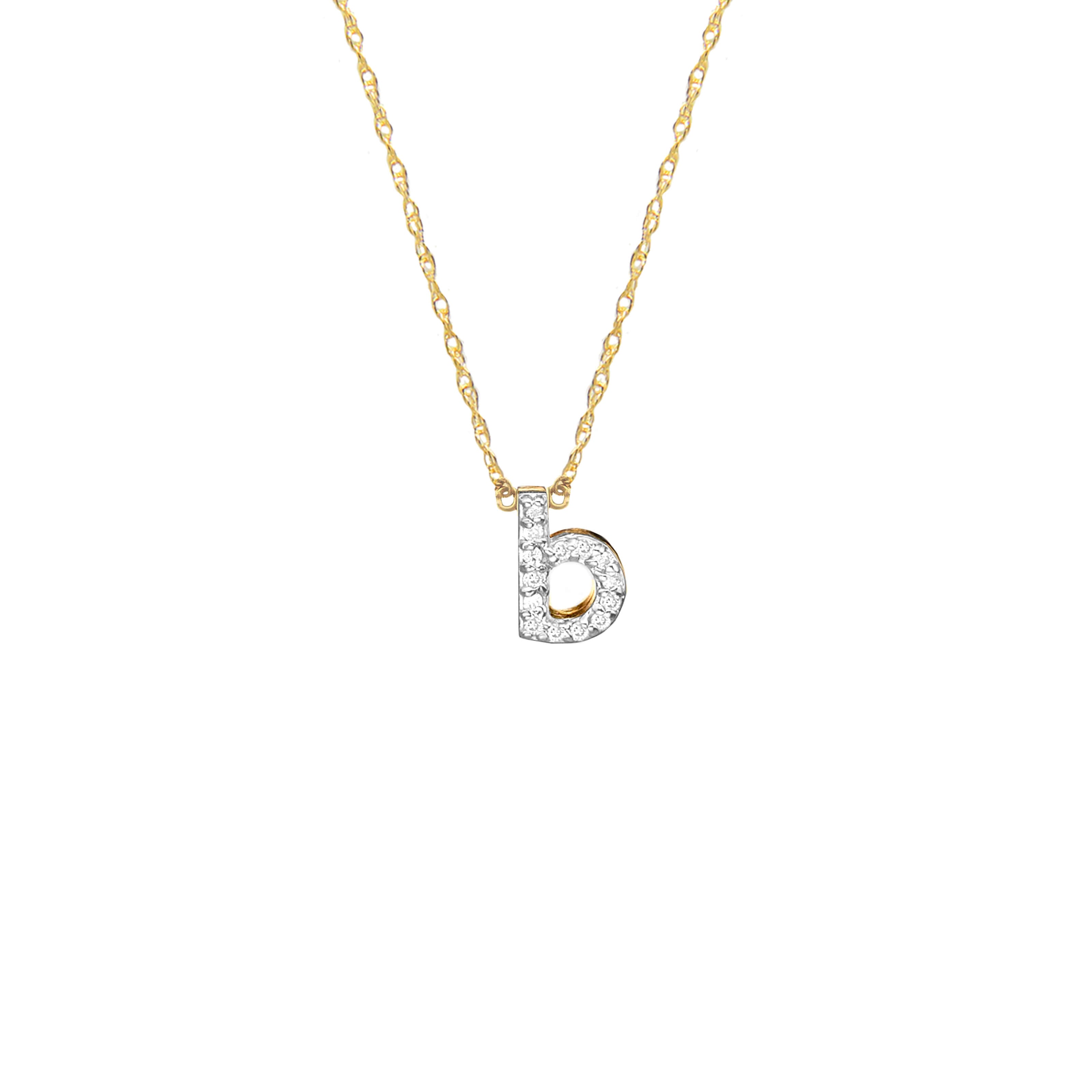 Moon and Lola - Metal Single Letter Diamond Necklace