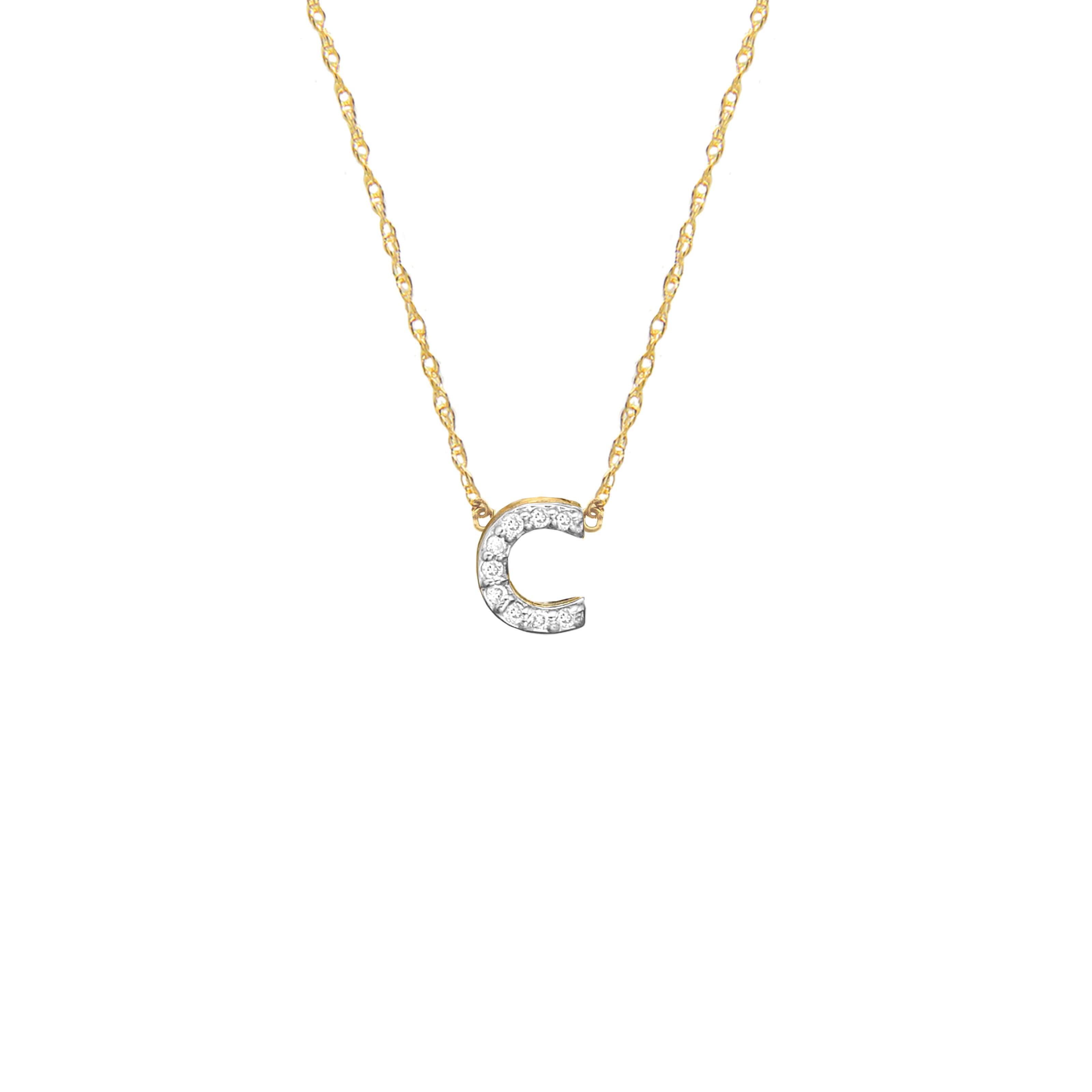 Moon and Lola - Metal Single Letter Diamond Necklace
