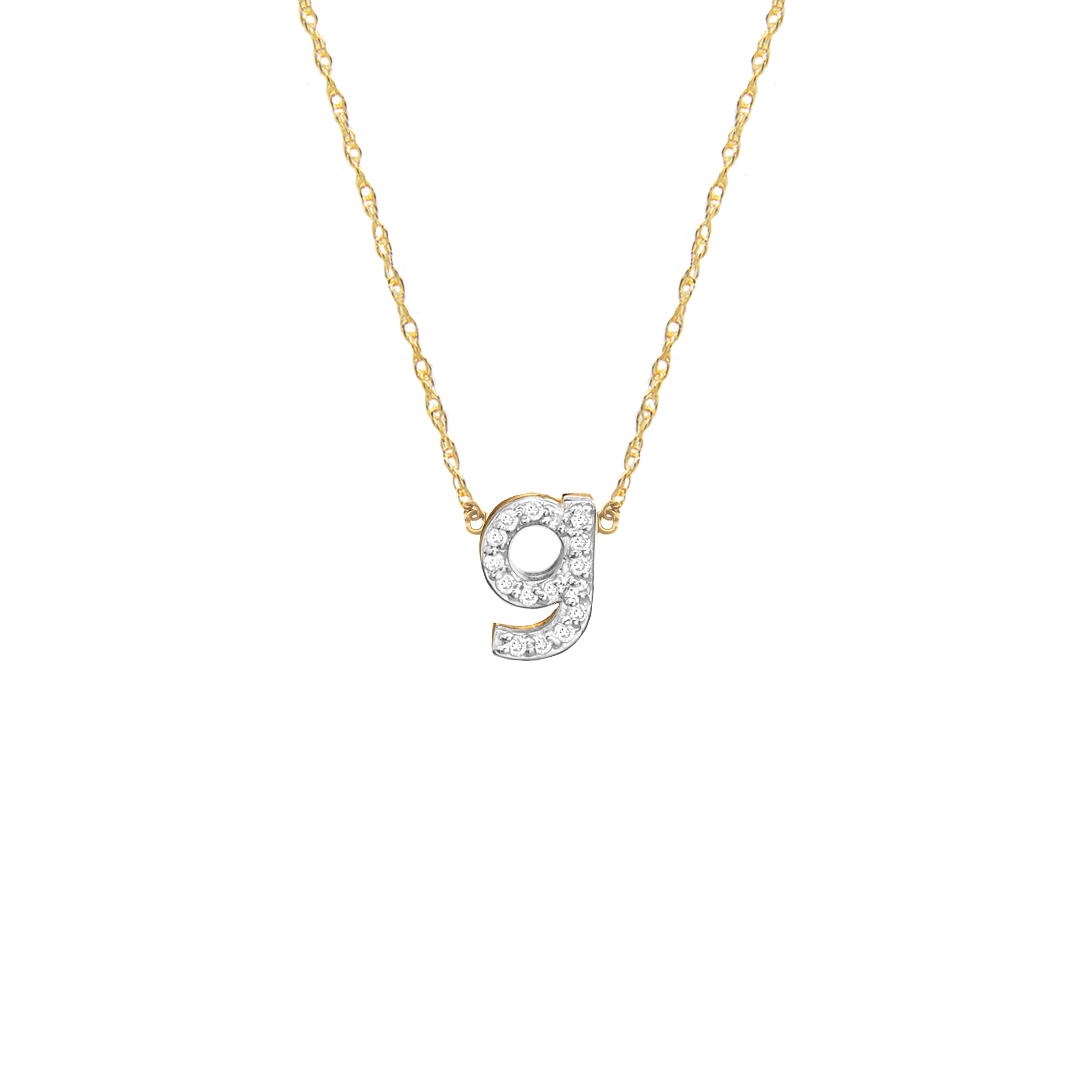 Moon and Lola - Metal Single Letter Diamond Necklace