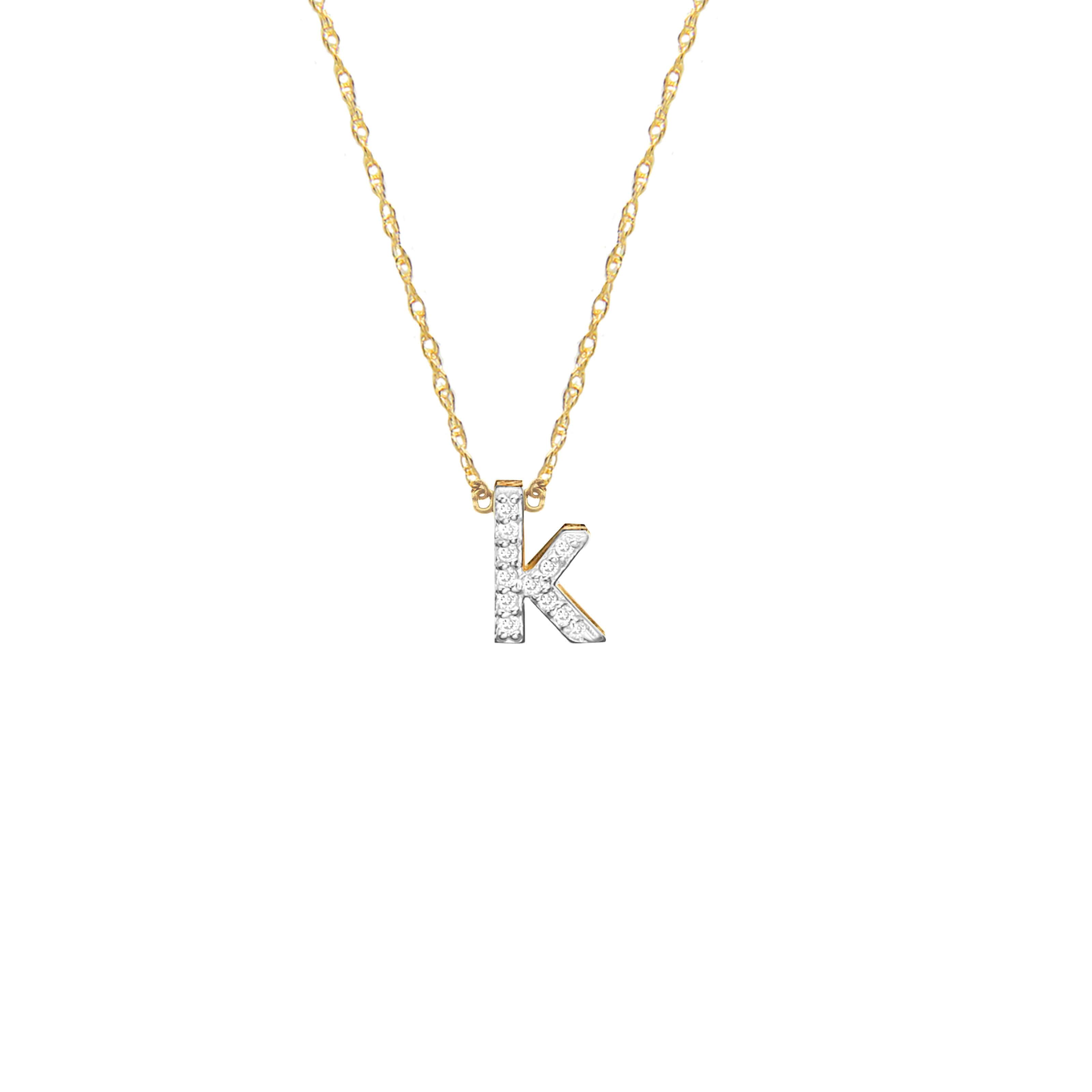 Moon and Lola - Metal Single Letter Diamond Necklace