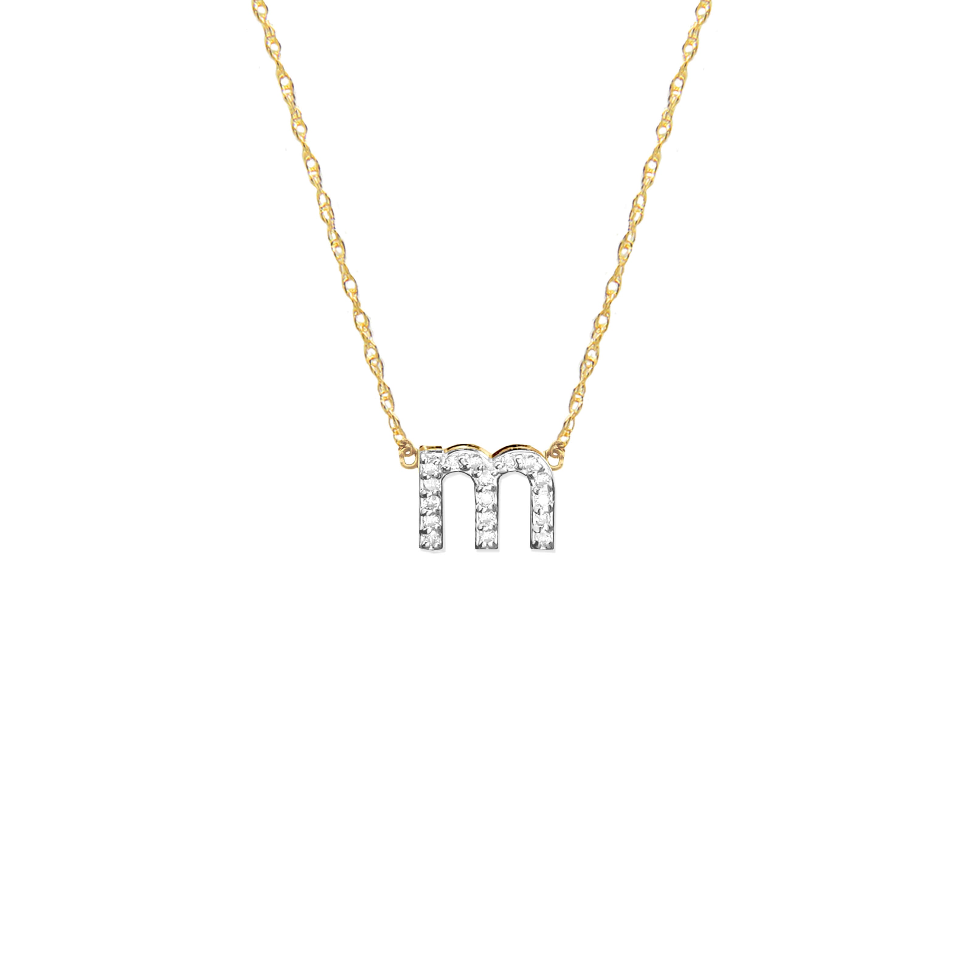 Moon and Lola - Metal Single Letter Diamond Necklace