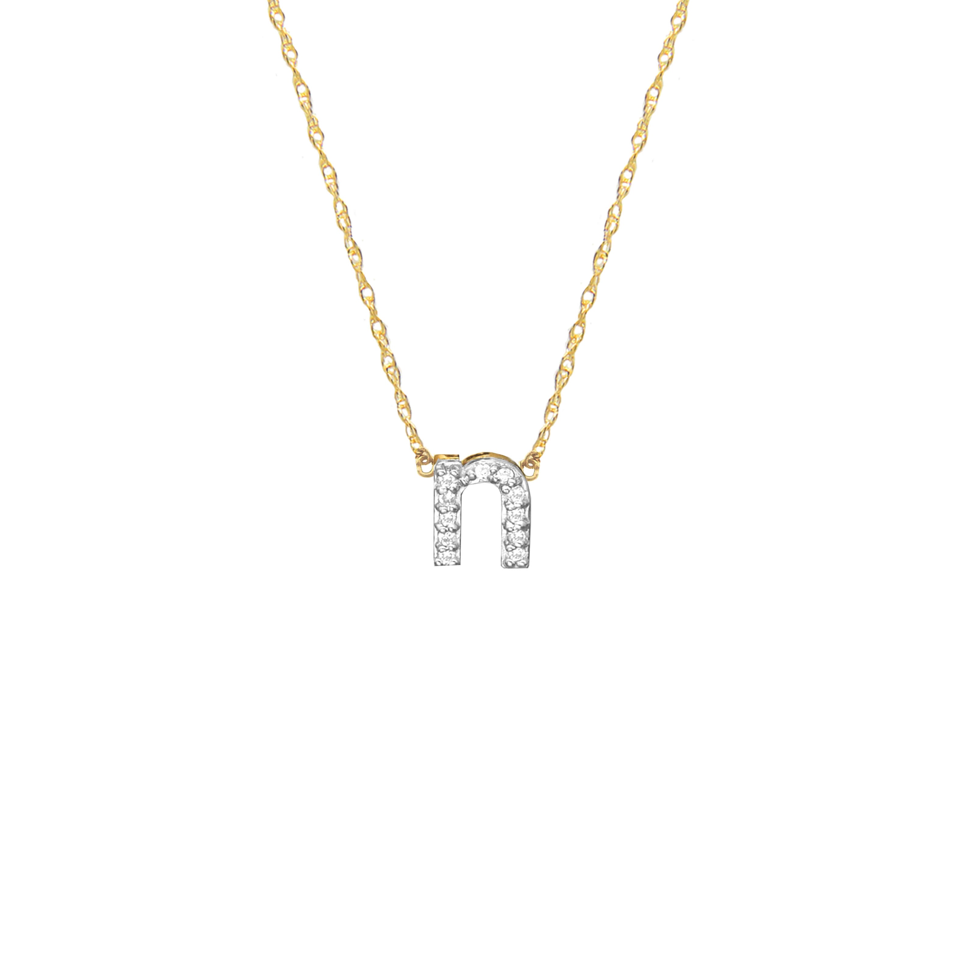 Moon and Lola - Metal Single Letter Diamond Necklace