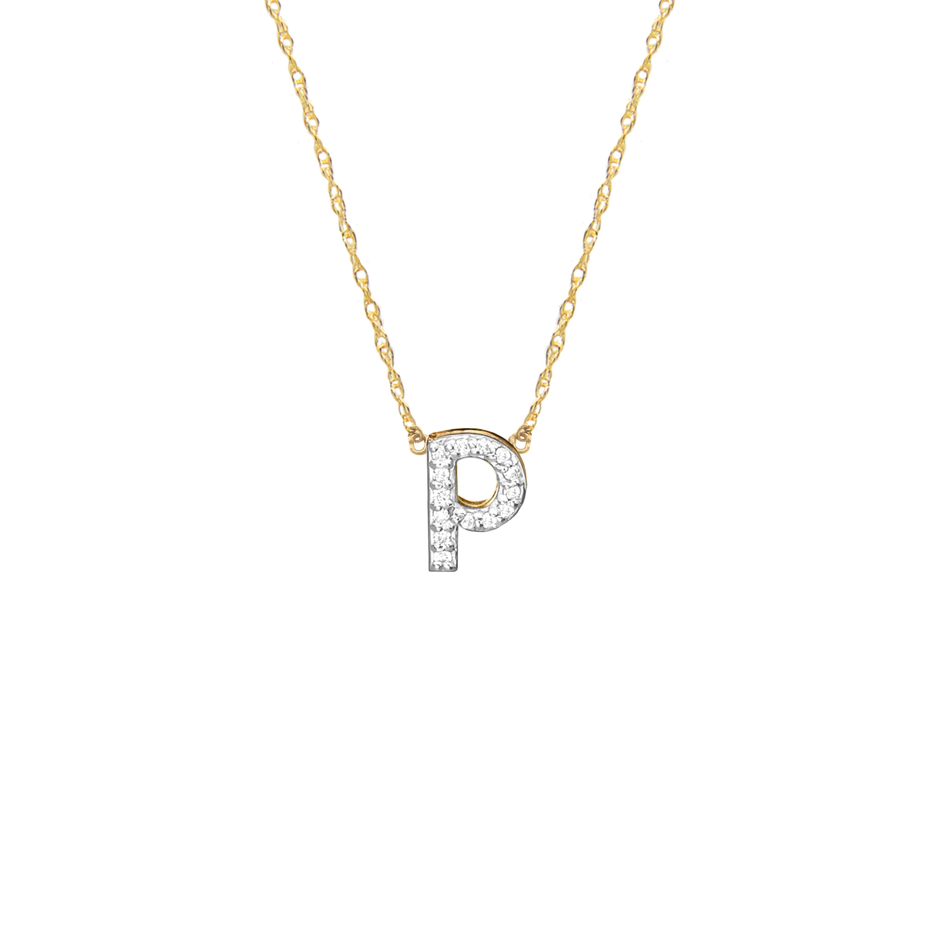 Moon and Lola - Metal Single Letter Diamond Necklace