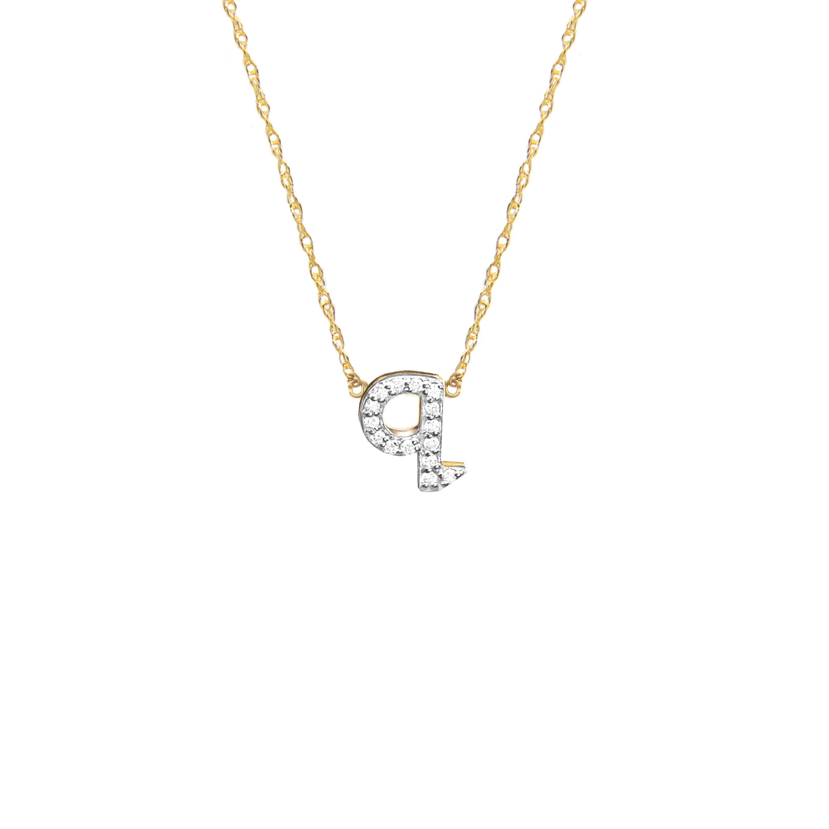 Moon and Lola - Metal Single Letter Diamond Necklace