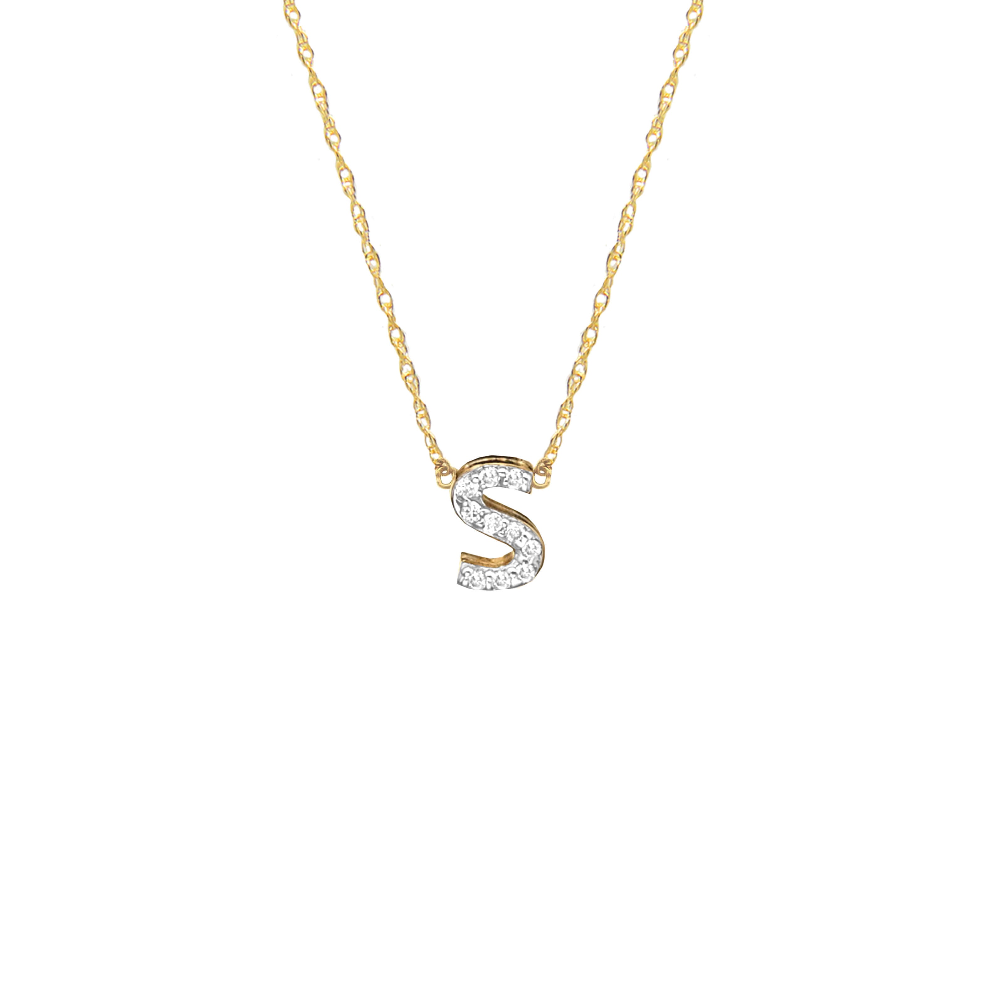 Moon and Lola - Metal Single Letter Diamond Necklace