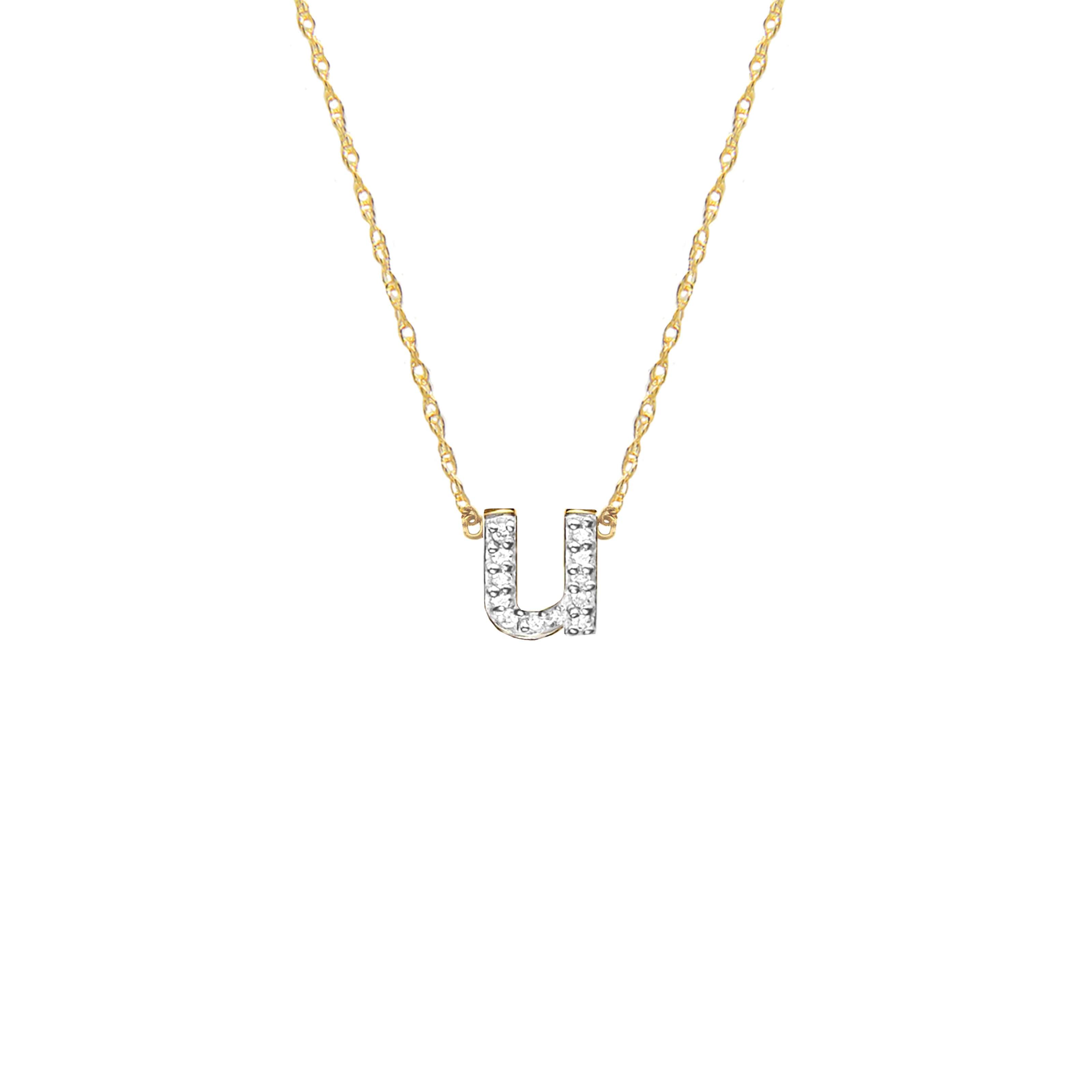 Moon and Lola - Metal Single Letter Diamond Necklace
