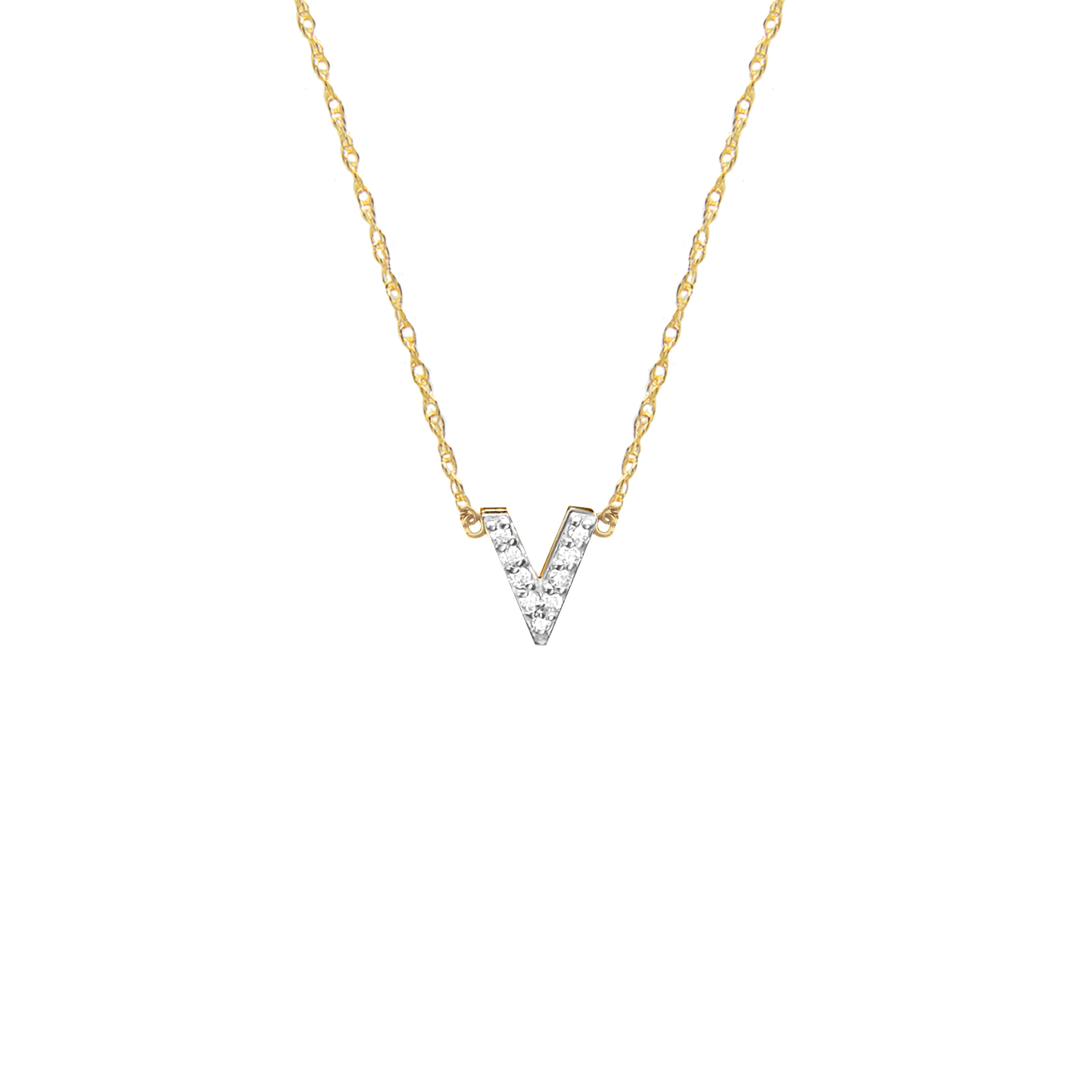 Moon and Lola - Metal Single Letter Diamond Necklace
