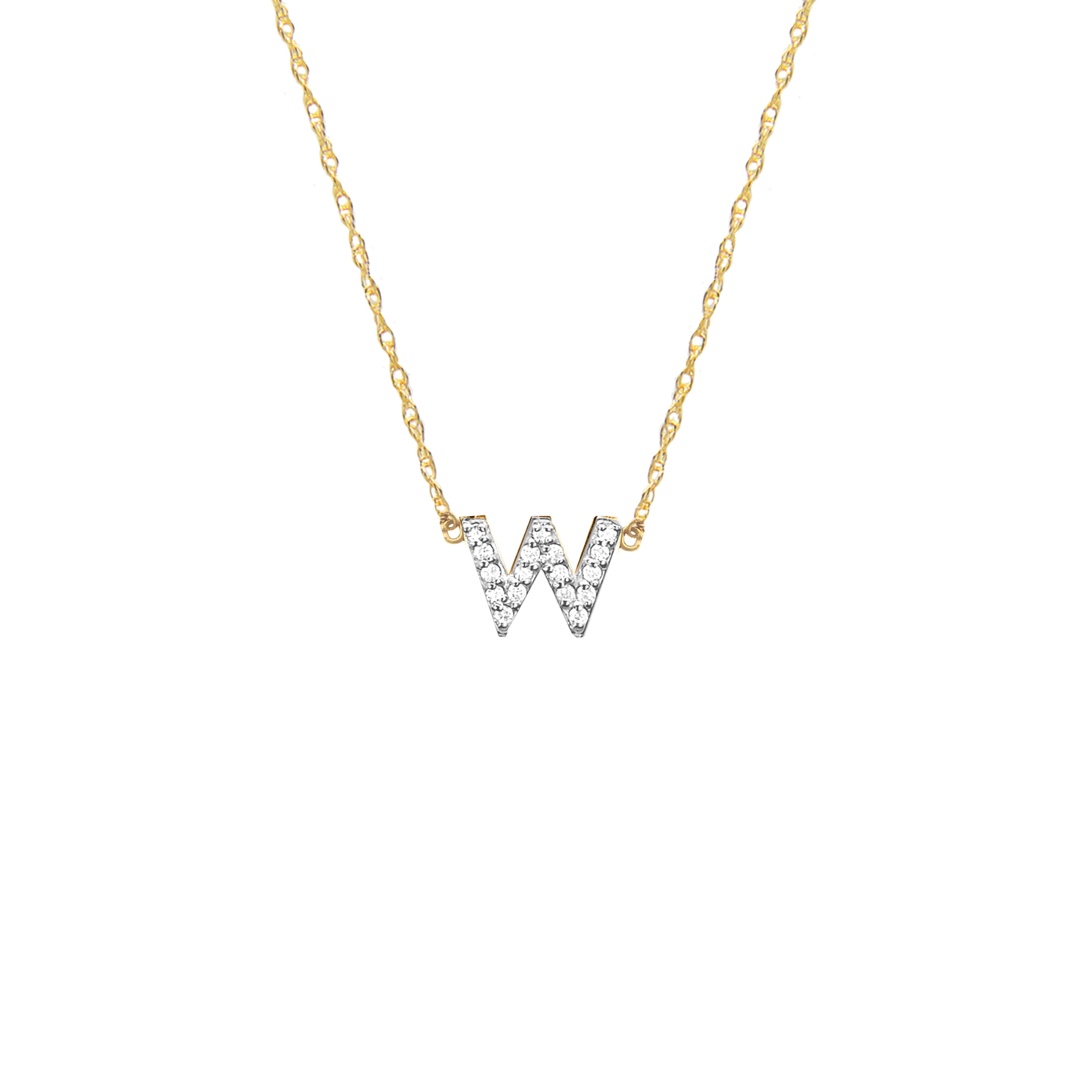 Moon and Lola - Metal Single Letter Diamond Necklace